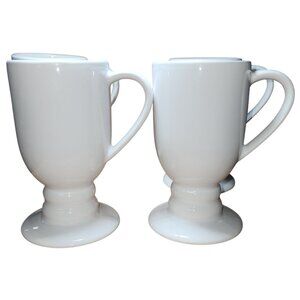 Vintage Winsome Pedestal Coffee Cup Mug Set of 4 White Taiwan Made HTF 10oz MCM